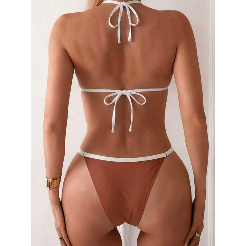 Halter Triangle Bikini Set with High Cut Legs view 4