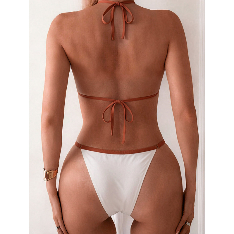 Halter Triangle Bikini Set with High Cut Legs view 5