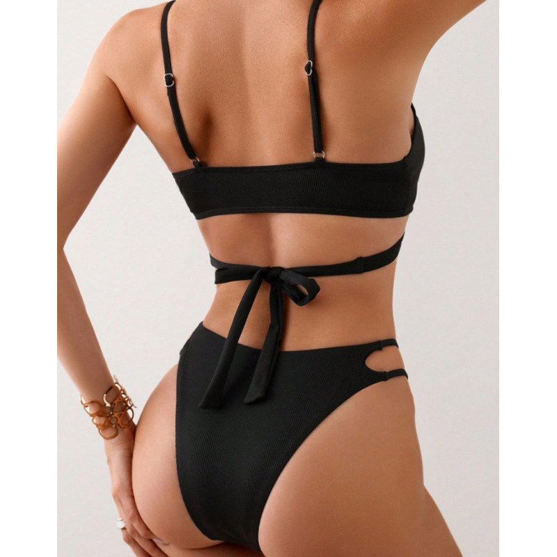 Two-Piece Bikini Set with Wrap Top and Cutout Bottom view 4