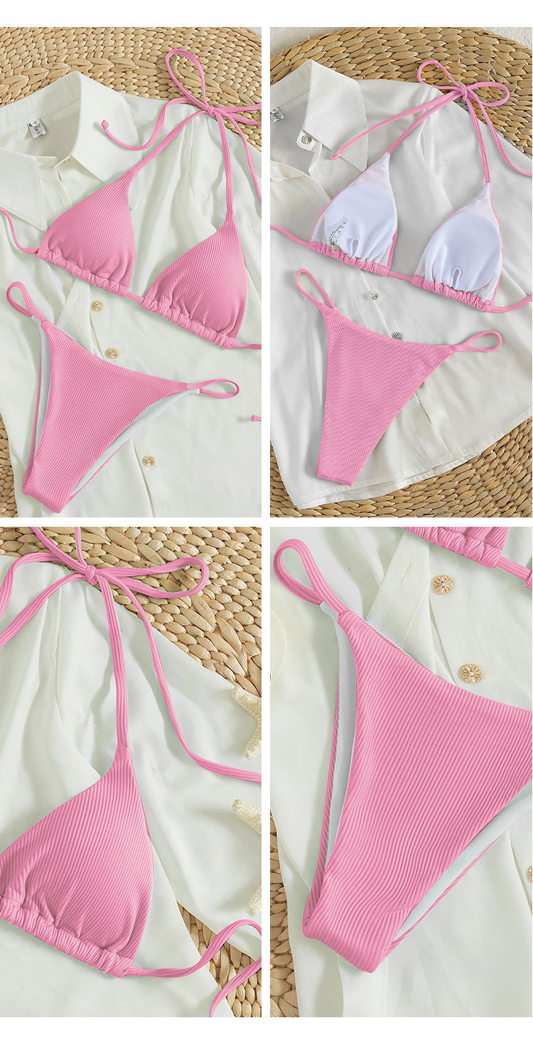 Triangle Halter Bikini Set with Side Tie Bottoms view 24