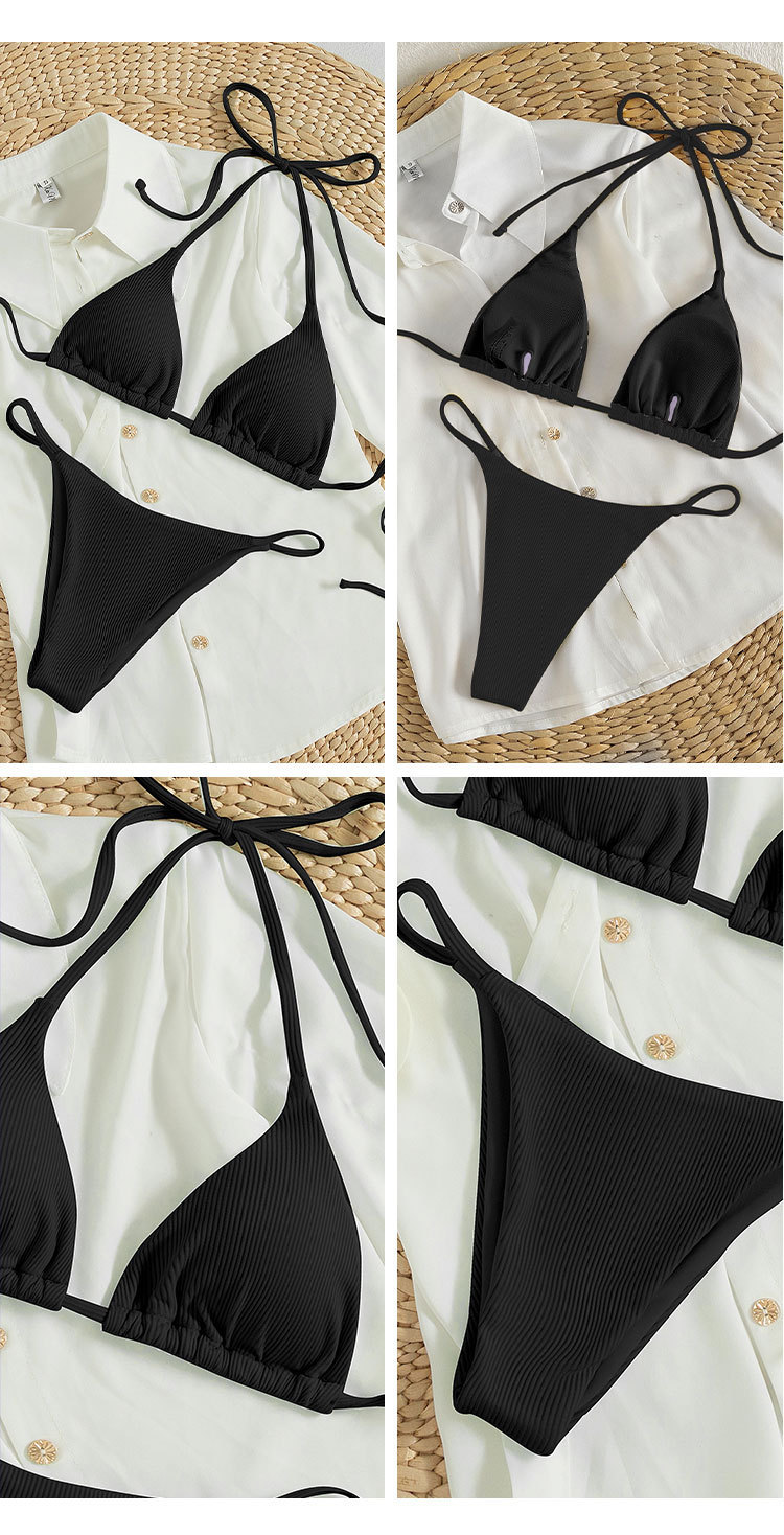 Triangle Halter Bikini Set with Side Tie Bottoms view 26