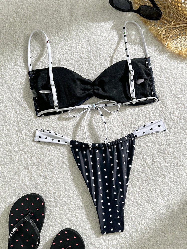 Twist Front Bandeau Bikini Set with Side Tie Bottoms view 3