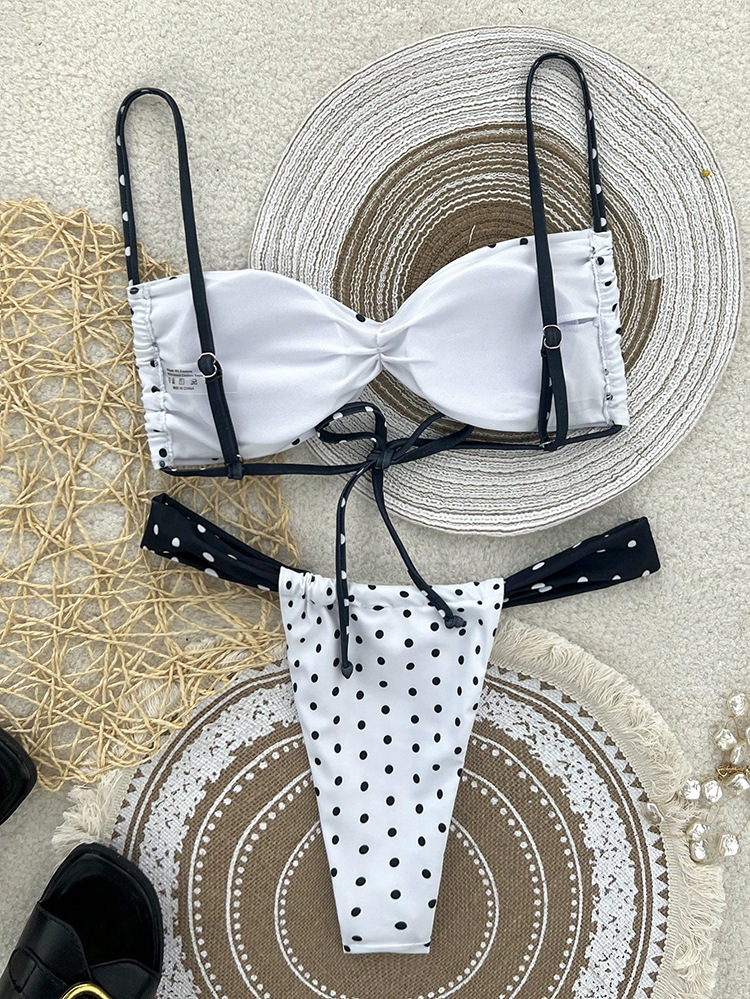 Twist Front Bandeau Bikini Set with Side Tie Bottoms view 7
