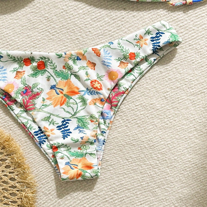Women's Twist Front Bandeau Bikini Set with High-Cut Bottom view 5
