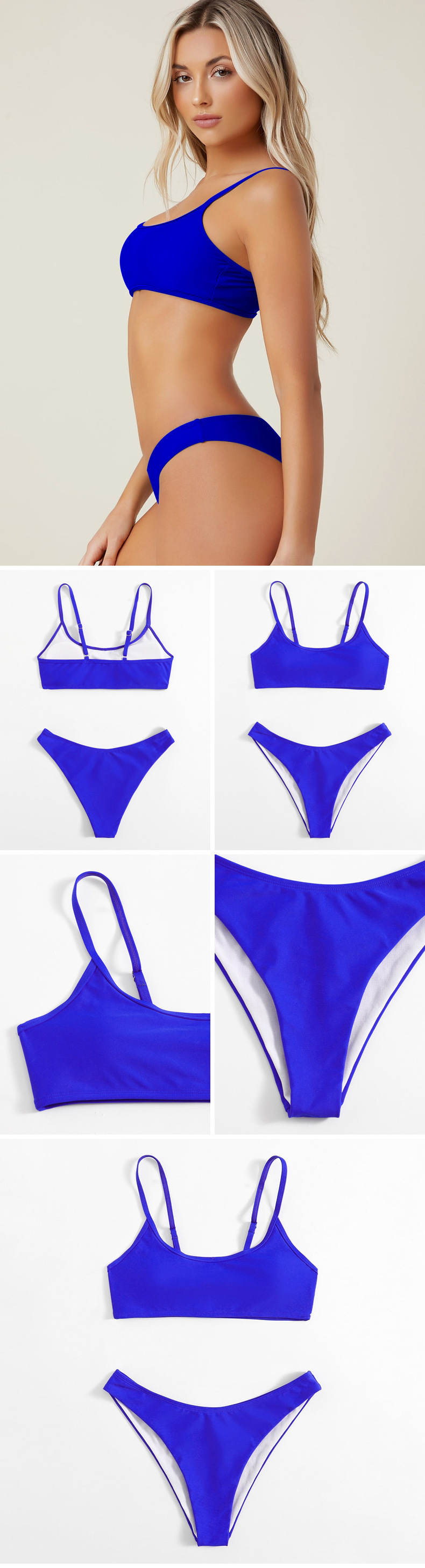 Scoop Neck Thin Strap Bikini Set with V-Cut Bottoms view 9