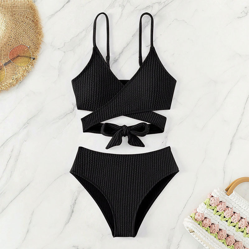 Two-Piece Wrap Bikini Set with High-Waisted Bottoms view 10