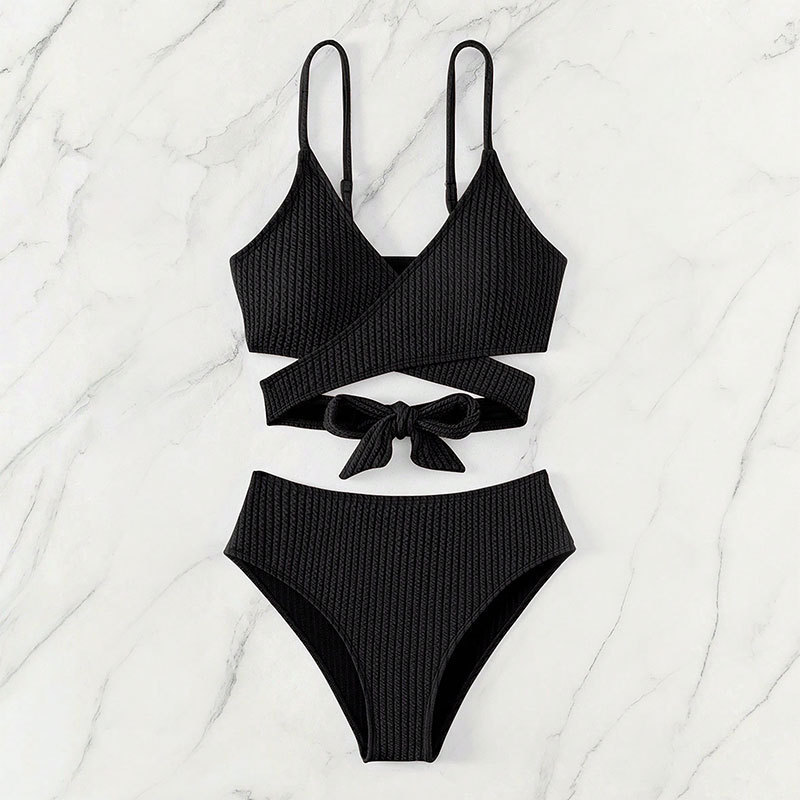 Two-Piece Wrap Bikini Set with High-Waisted Bottoms view 11