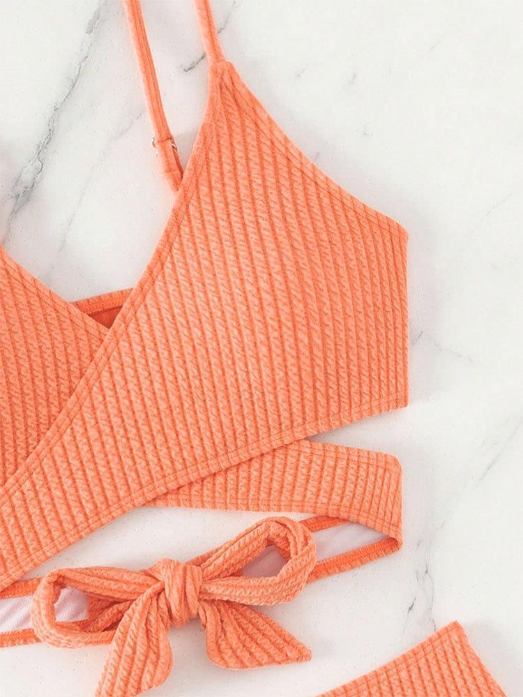 Two-Piece Wrap Bikini Set with High-Waisted Bottoms view 5