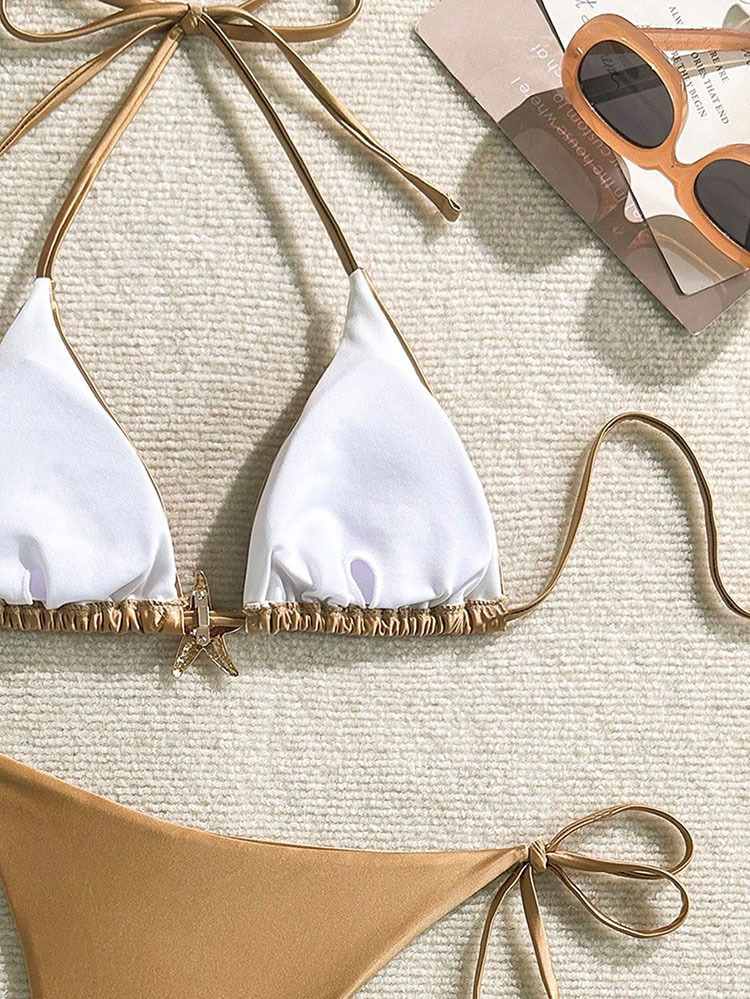 Halter Triangle Bikini Set with Side Tie Bottoms view 3