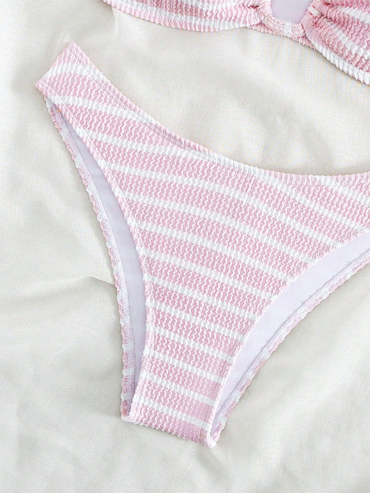 Women's Halter Bikini Set with Front Keyhole Cutout and High-Cut Bottoms view 4