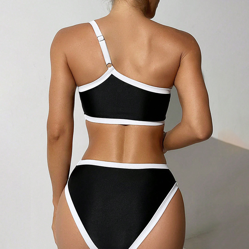 One-Shoulder Padded Bikini Set with High-Waist Bottom view 3