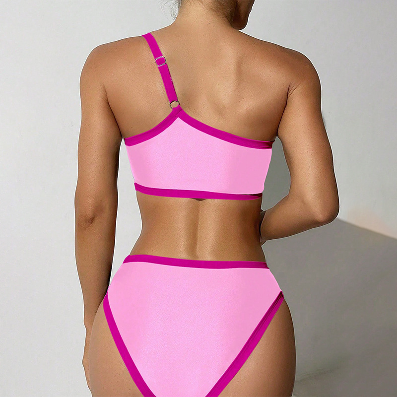 One-Shoulder Padded Bikini Set with High-Waist Bottom view 8