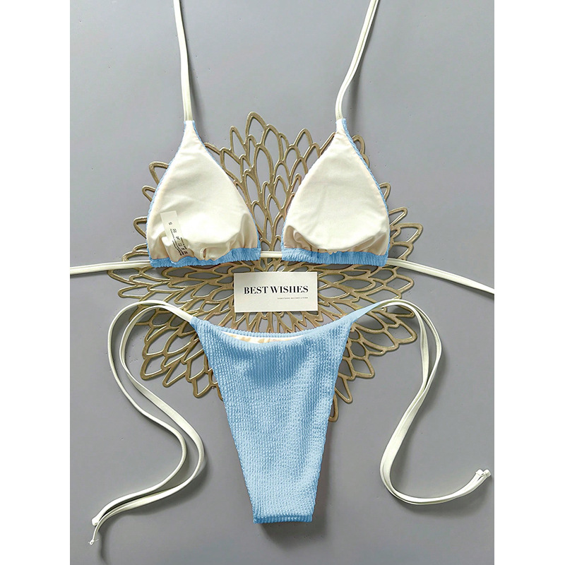 Two-Piece Halter Bikini Set with Triangle Cups and Tie-Side Bottoms view 12