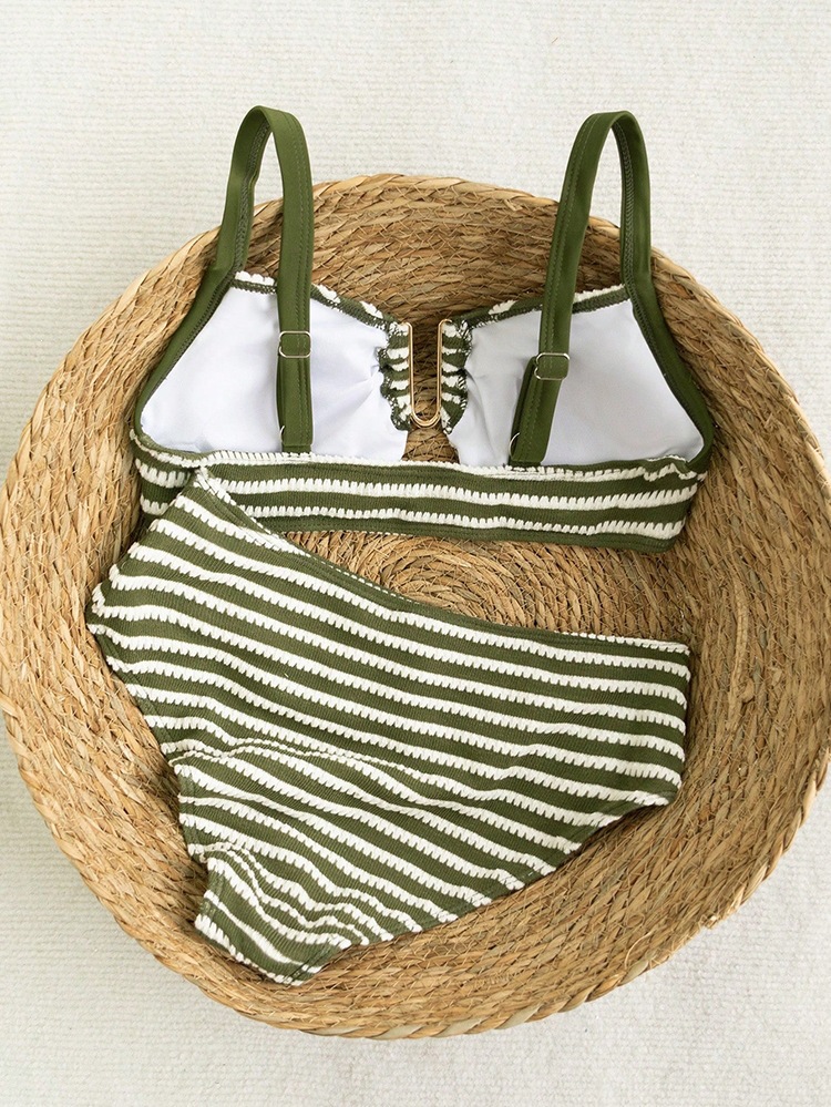 Wide Strap Sweetheart High Waist Bikini Set with Front Ring Detail view 7