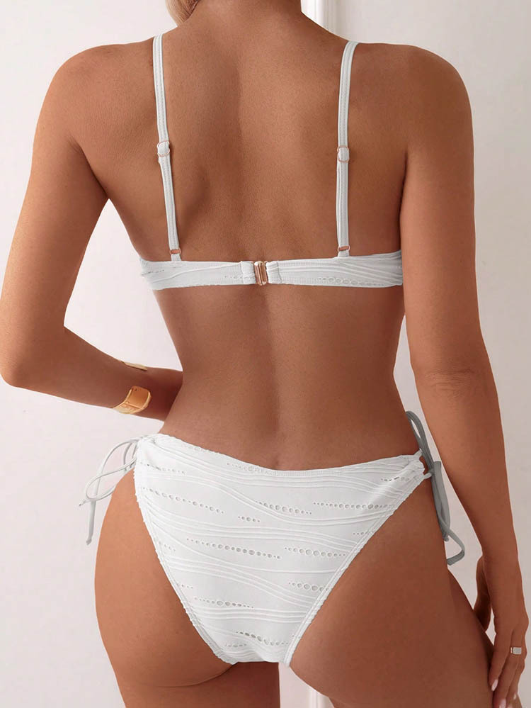 Two-Piece Triangle Bikini Set with Front Tie and Side Ties view 12