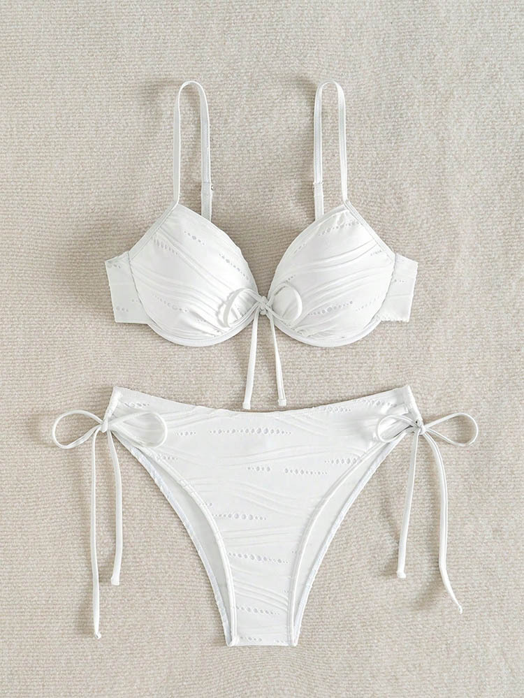 Two-Piece Triangle Bikini Set with Front Tie and Side Ties view 14