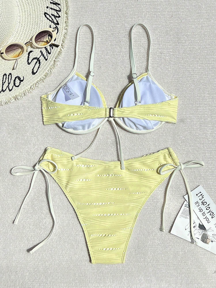 Two-Piece Triangle Bikini Set with Front Tie and Side Ties view 29