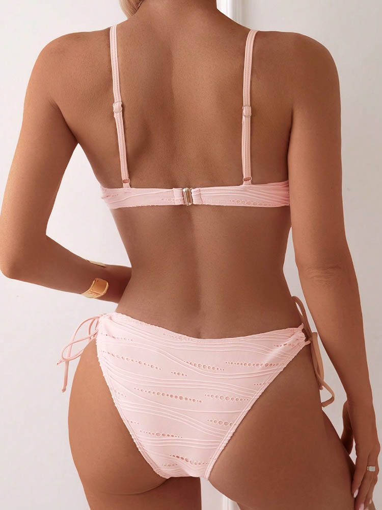 Two-Piece Triangle Bikini Set with Front Tie and Side Ties view 31
