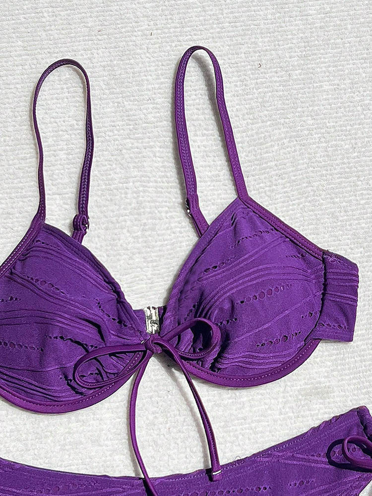 Two-Piece Triangle Bikini Set with Front Tie and Side Ties view 35