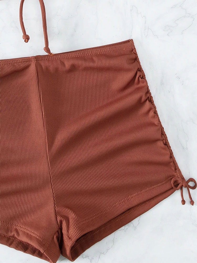 Two-Piece Halter Neck Swimsuit with Boy Shorts view 5