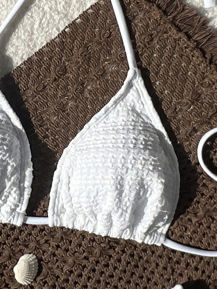 Halter Neck Triangle Bikini Set with Adjustable Ties view 11