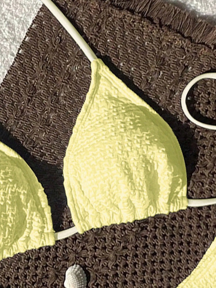 Halter Neck Triangle Bikini Set with Adjustable Ties view 12