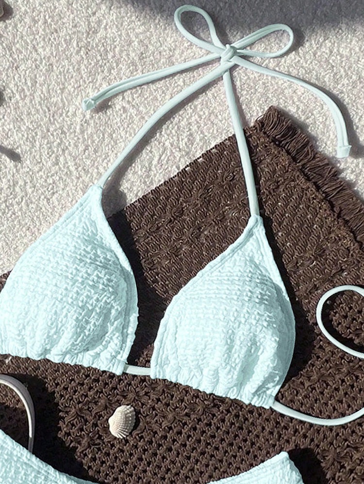 Halter Neck Triangle Bikini Set with Adjustable Ties view 16