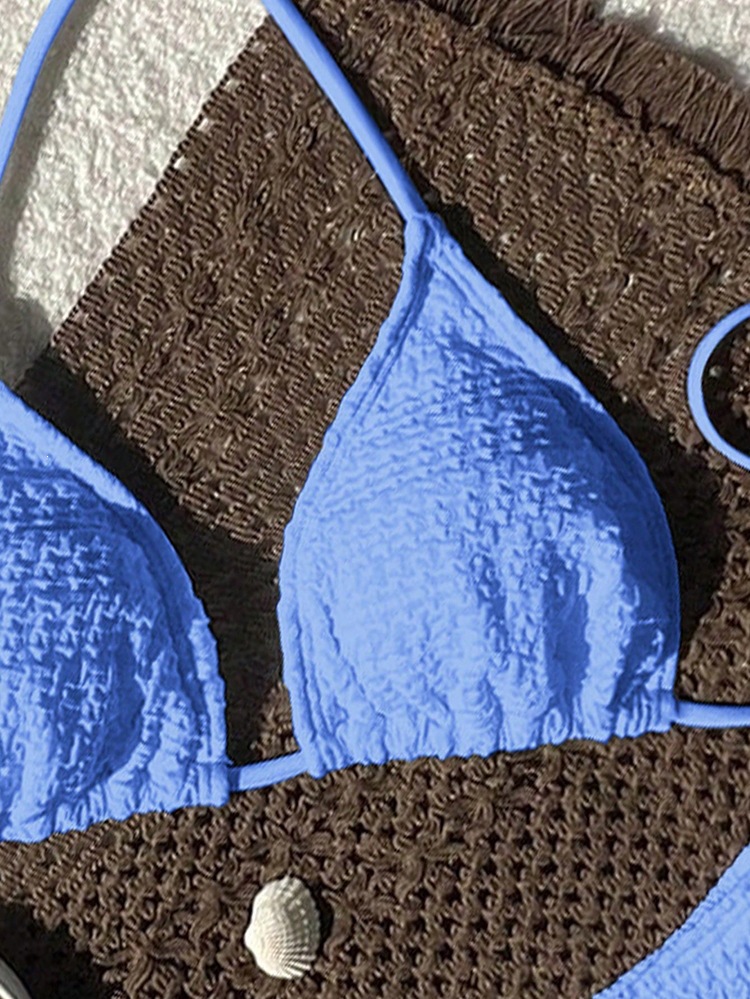 Halter Neck Triangle Bikini Set with Adjustable Ties view 7