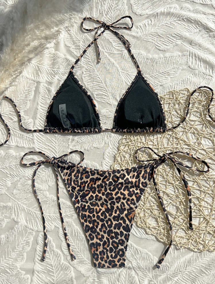 Two-Piece Triangle Bikini Set with Halter Neck and Side Ties view 17