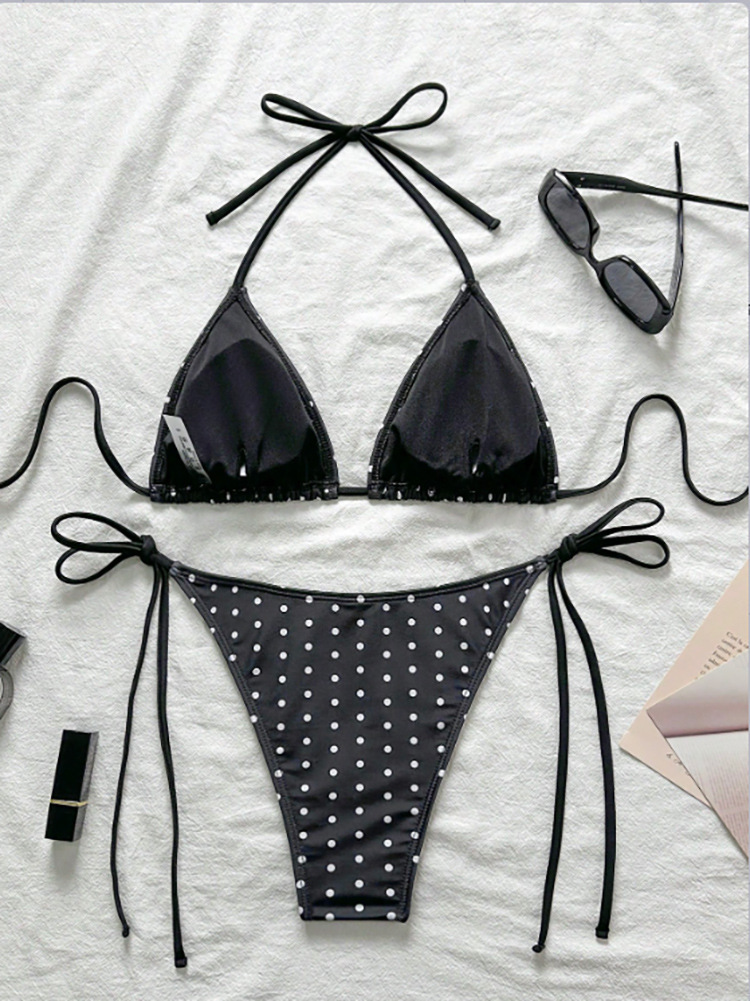 Two-Piece Triangle Bikini Set with Halter Neck and Side Ties view 23