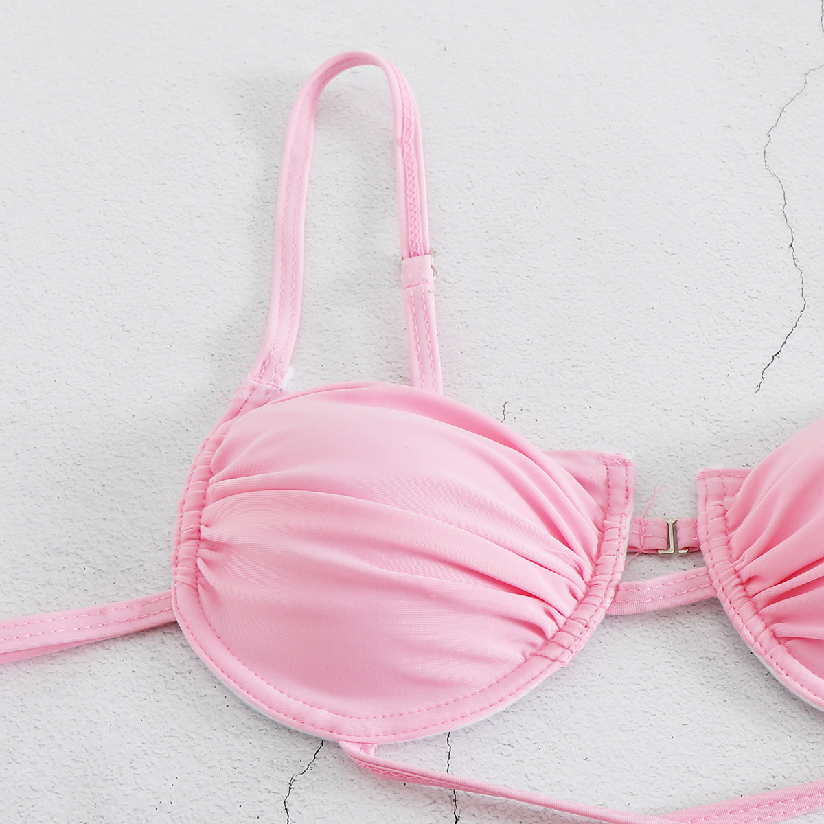 Strappy Ruched Bikini Set with Tie-side Thong view 12