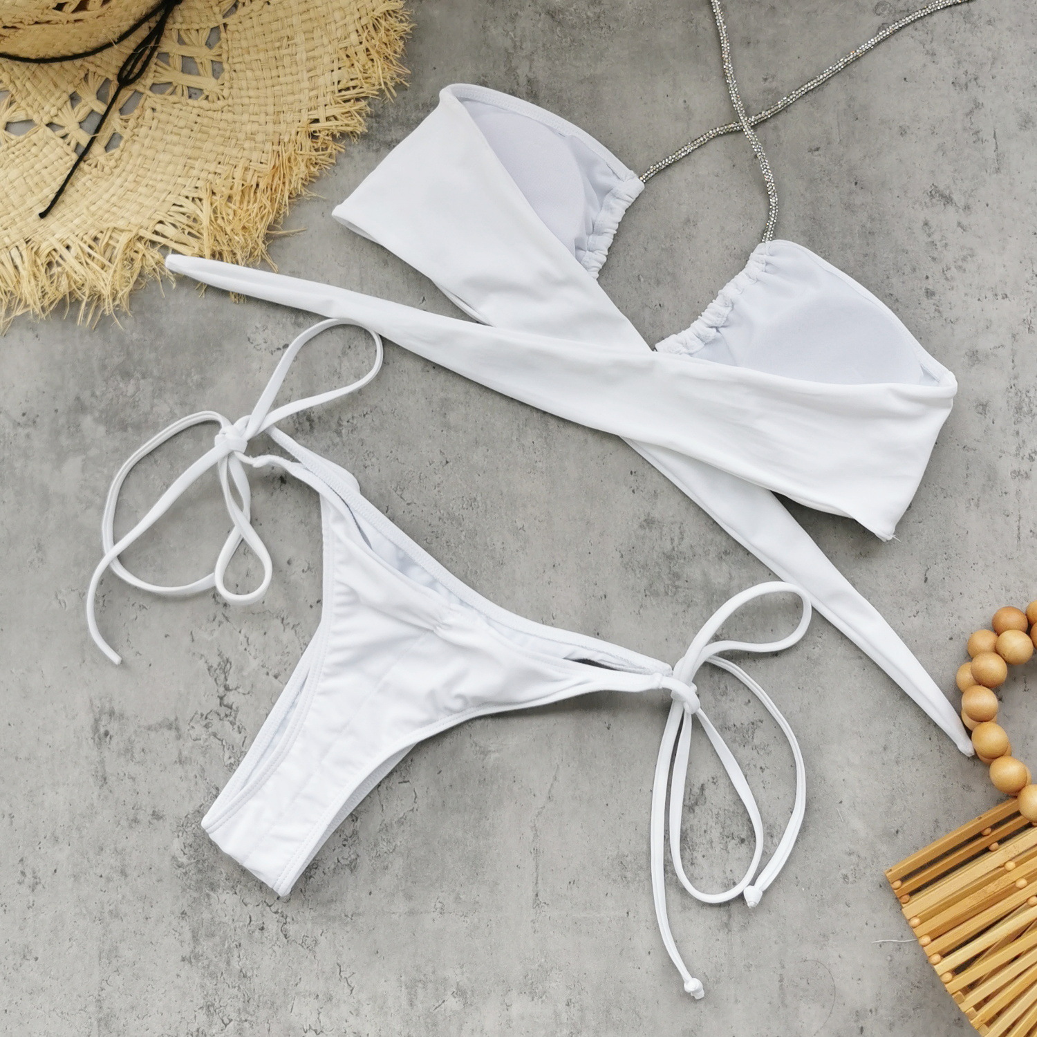 Halter Neck Ring Cutout Two-Piece Bikini Set view 12