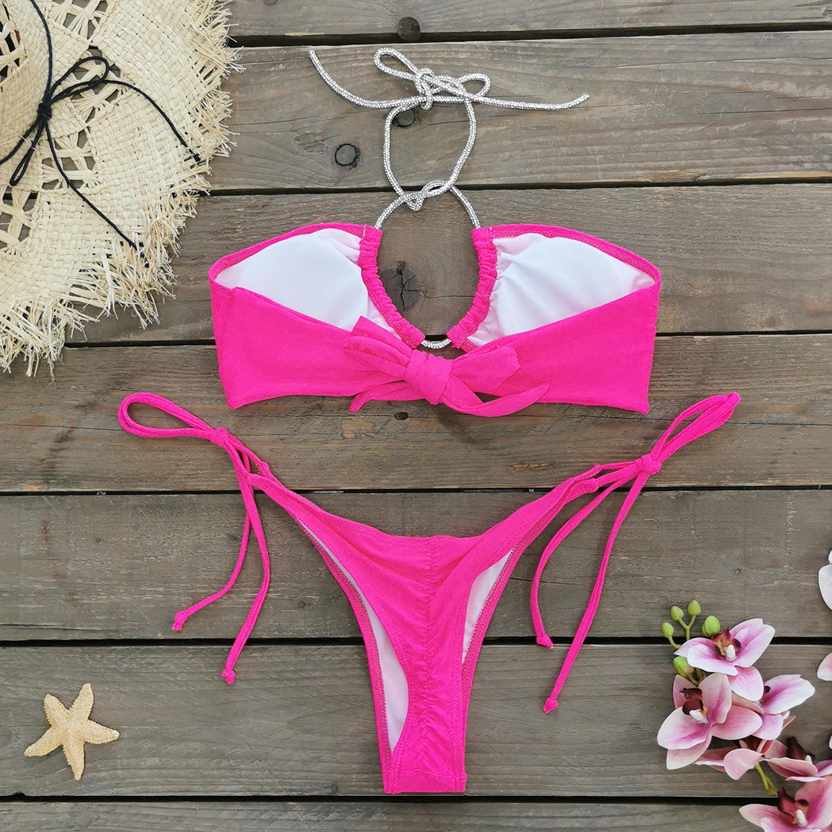 Halter Neck Ring Cutout Two-Piece Bikini Set view 4