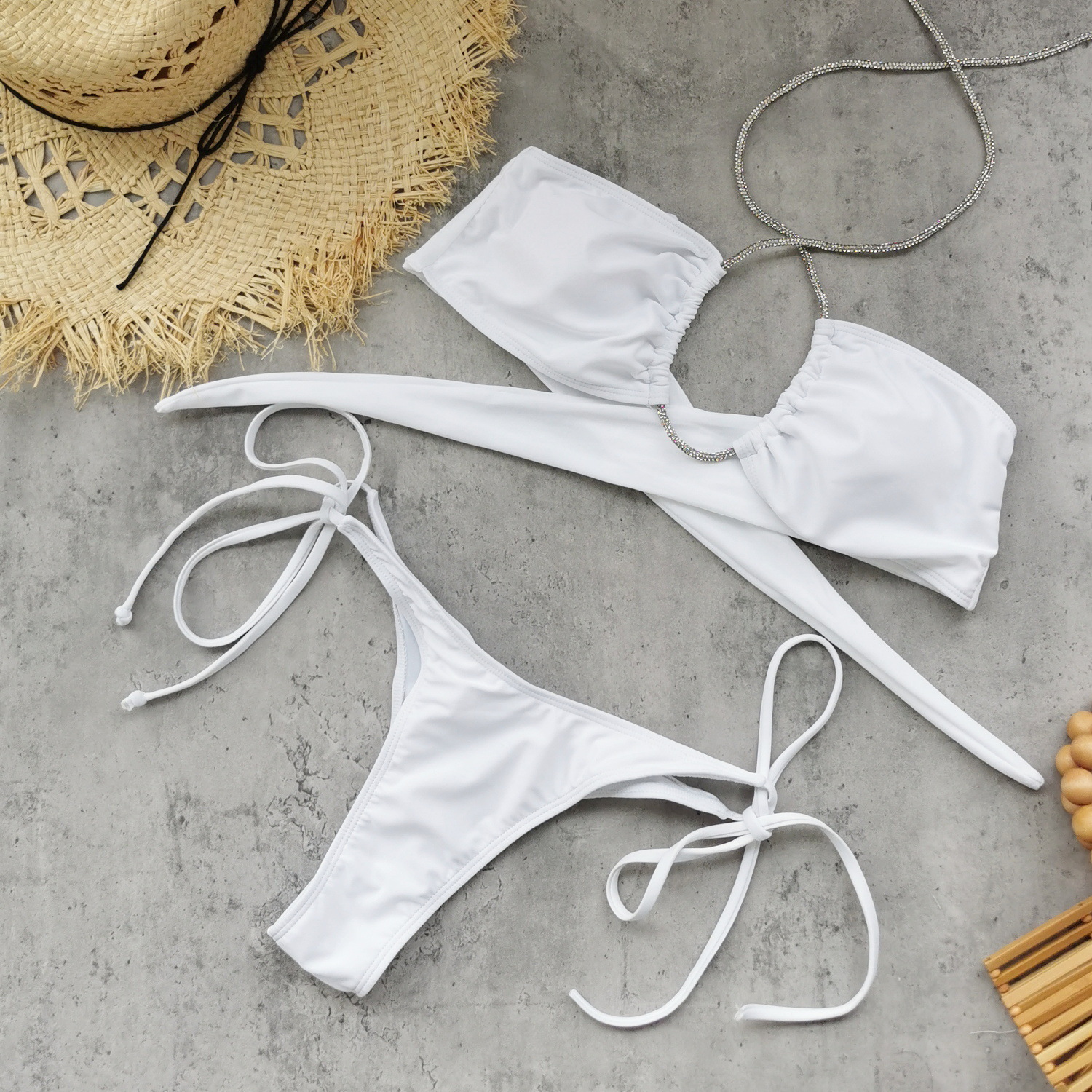 Halter Neck Ring Cutout Two-Piece Bikini Set view 8
