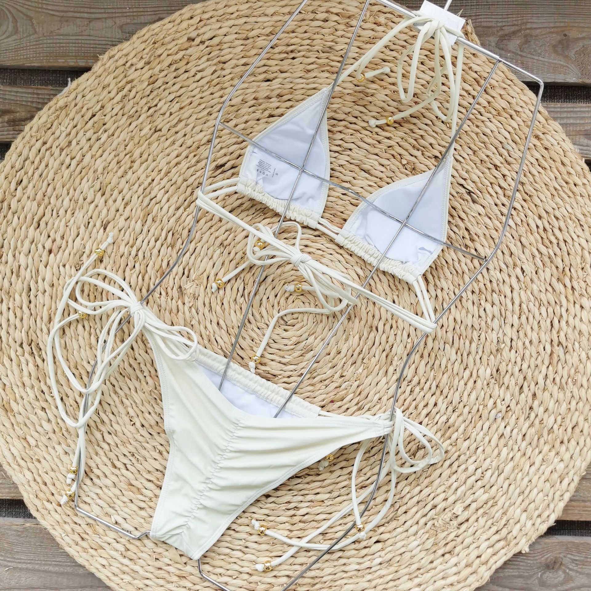 Women's Triangle Bikini Set with Halter Neck and Tie Sides view 8