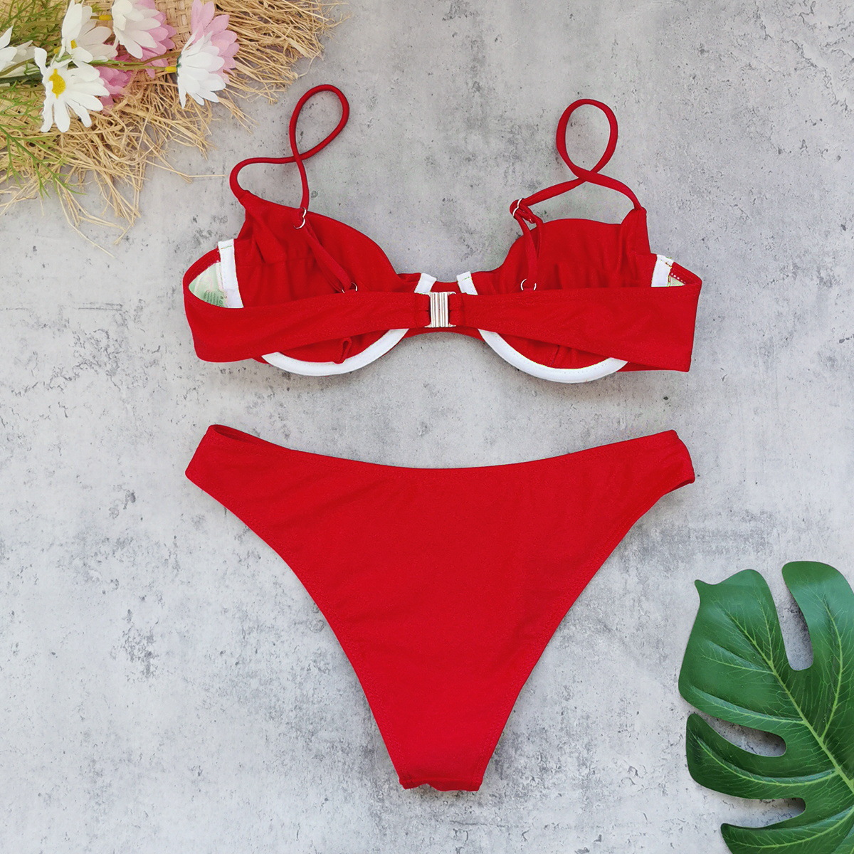 Two-Piece Bikini Set with Underwire Cups and Thin Straps view 9