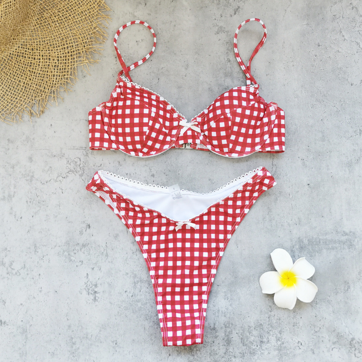 Women's Underwire Bikini Set with Adjustable Straps and High-Cut Bottom view 3
