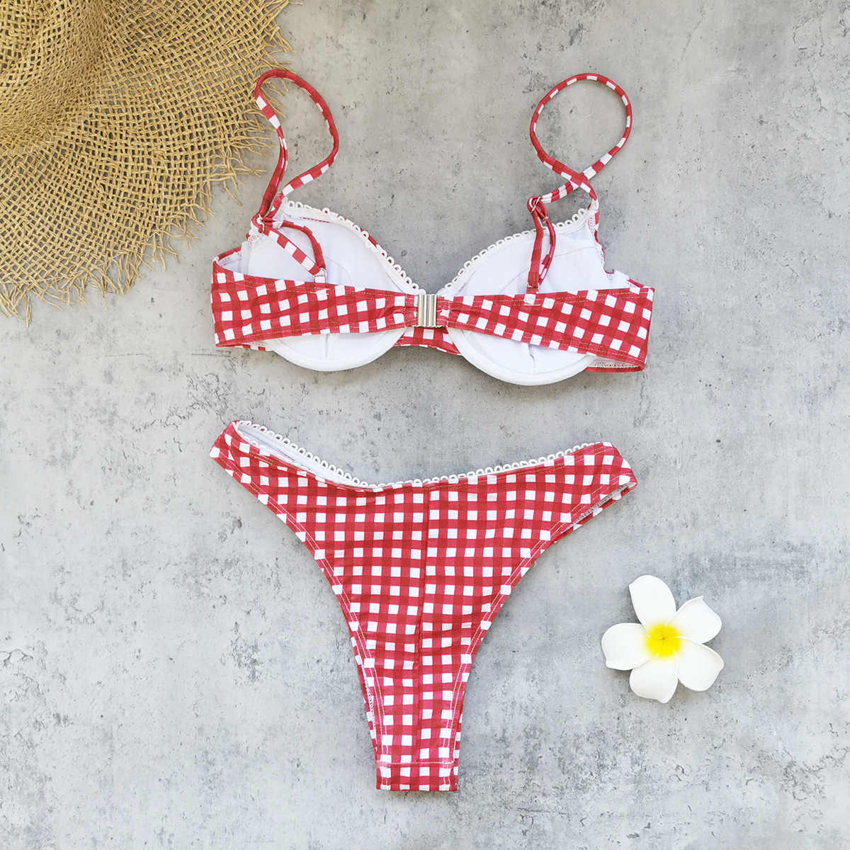 Women's Underwire Bikini Set with Adjustable Straps and High-Cut Bottom view 6