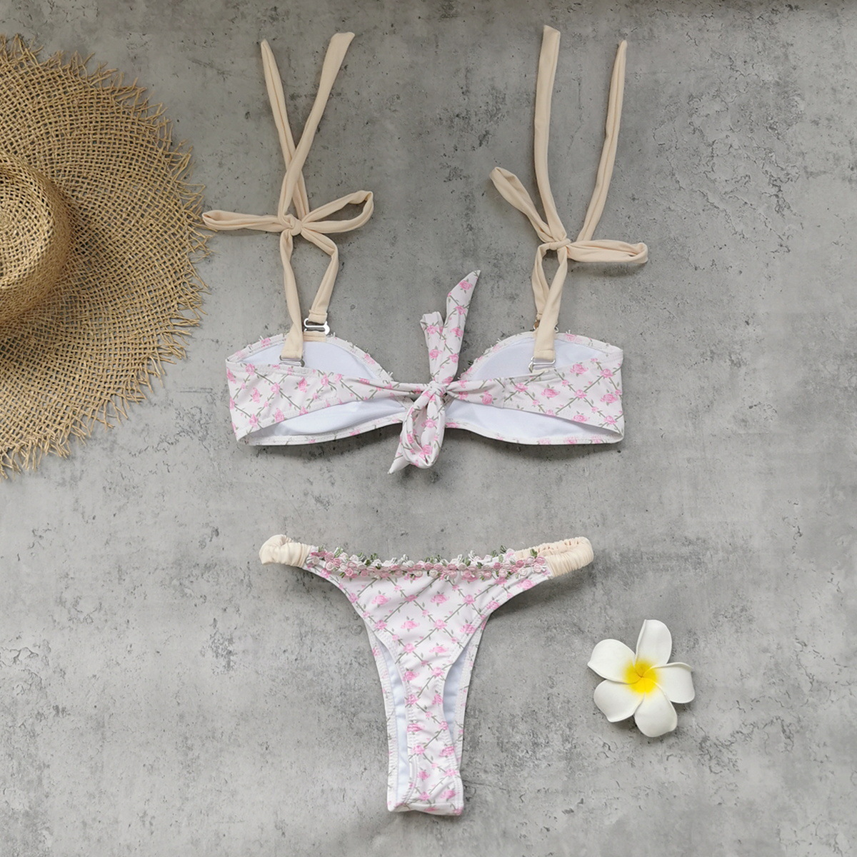 Tie-Shoulder Bow-Front Two-Piece Bikini Set view 3