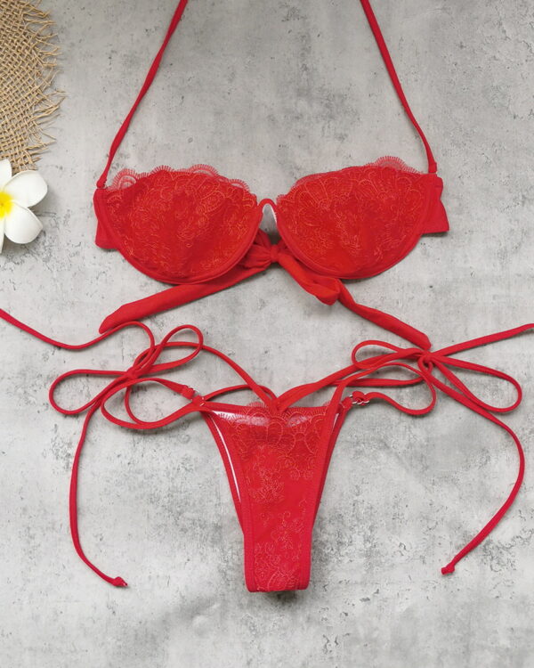 Conjunto de bikini con aros y tiras, bottom de tiro bajo