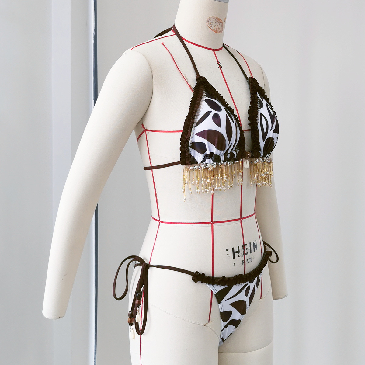 Ruffled Halter Bikini with Beaded Fringe view 10