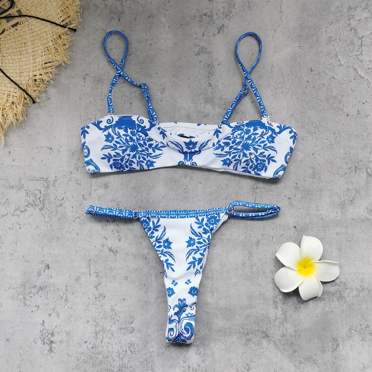 Two-Piece Bandeau Bikini Set with Thin Straps