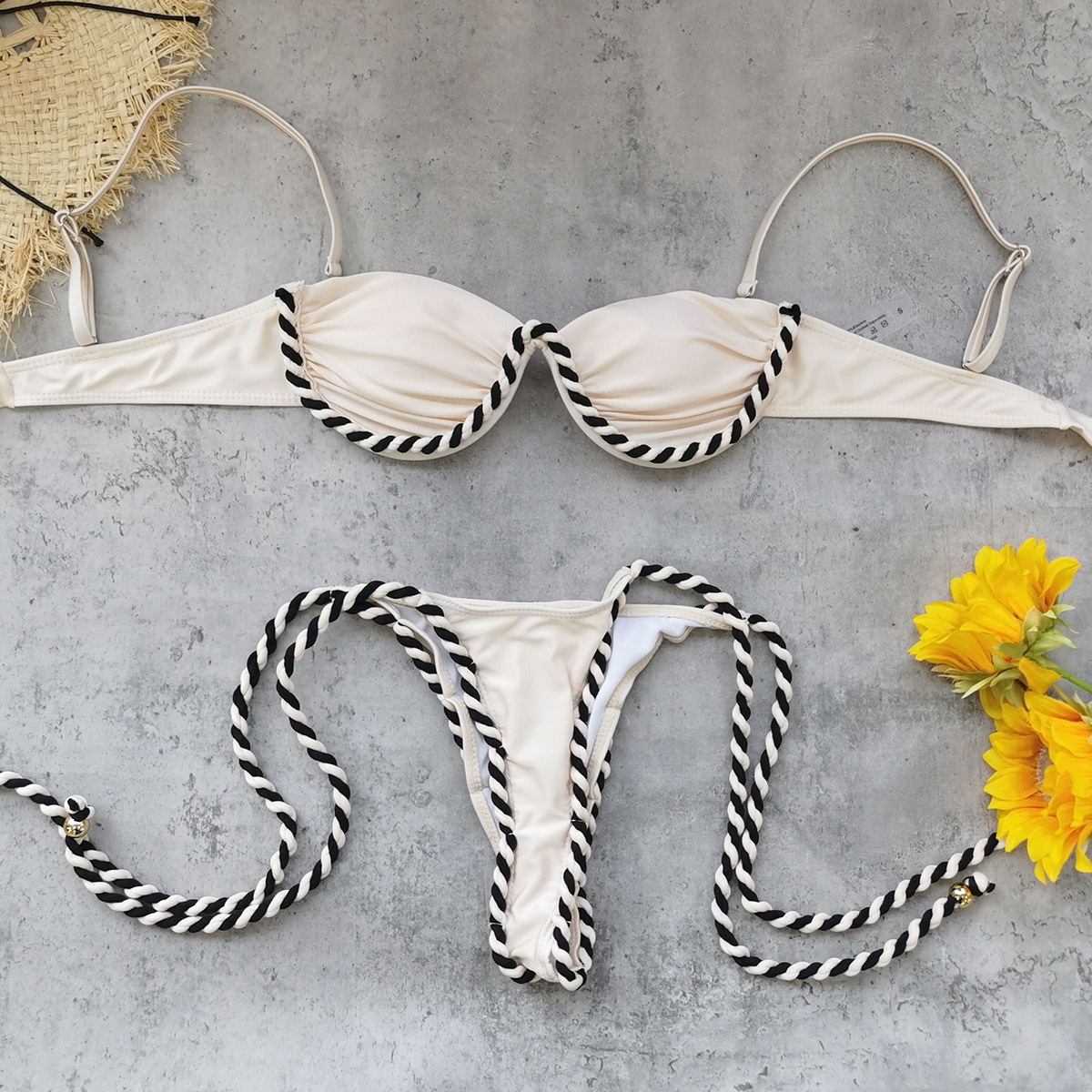 Two-Piece Twisted Rope Bandeau Bikini Set view 3