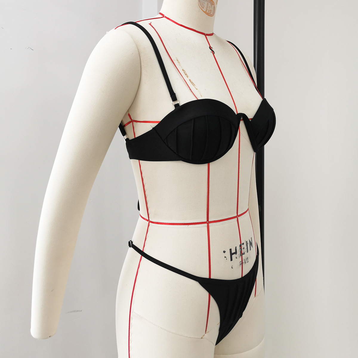 Women's Two-Piece Bikini Set with Ruched Underwire Cups and High-Cut Bottom view 11