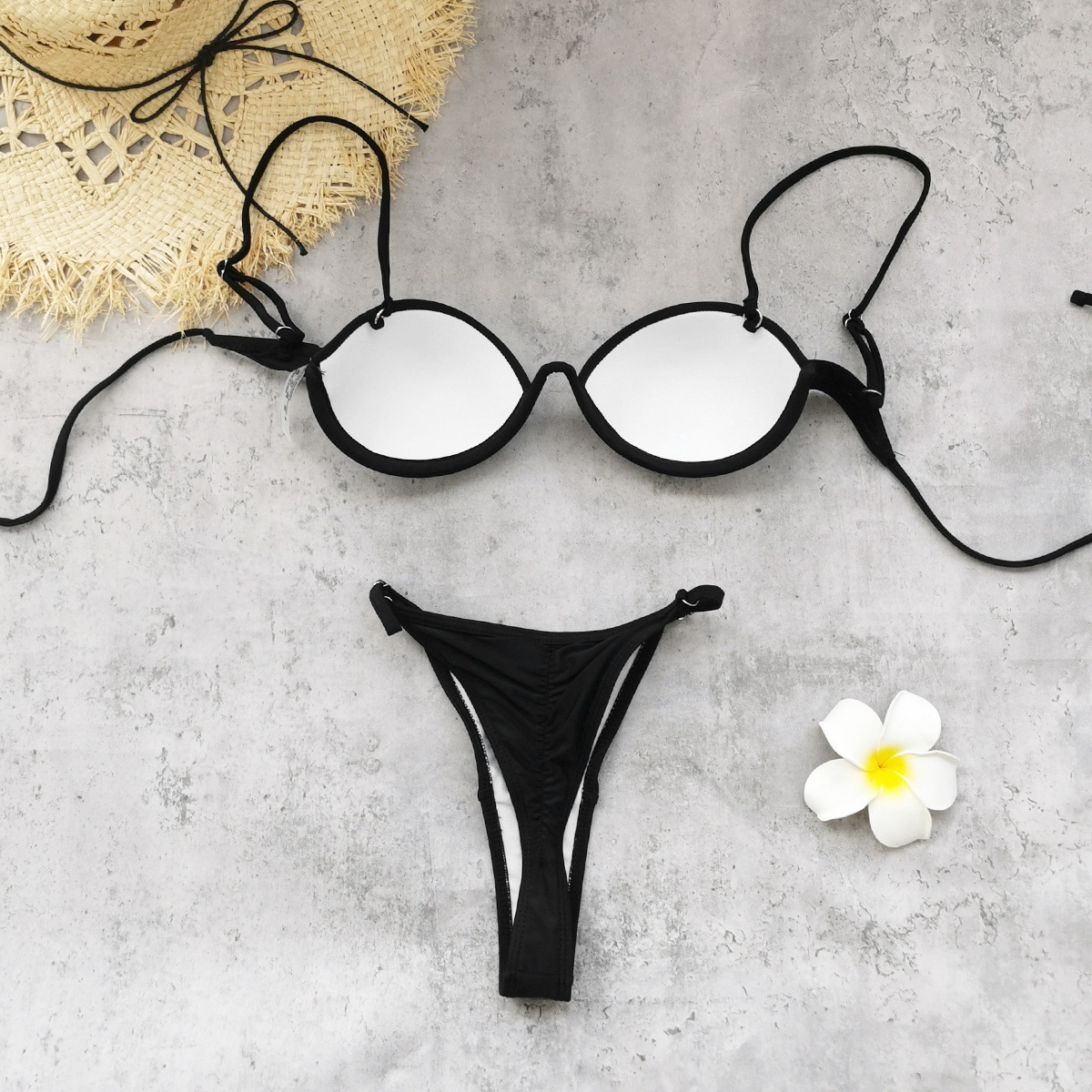 Women's Two-Piece Bikini Set with Ruched Underwire Cups and High-Cut Bottom view 5