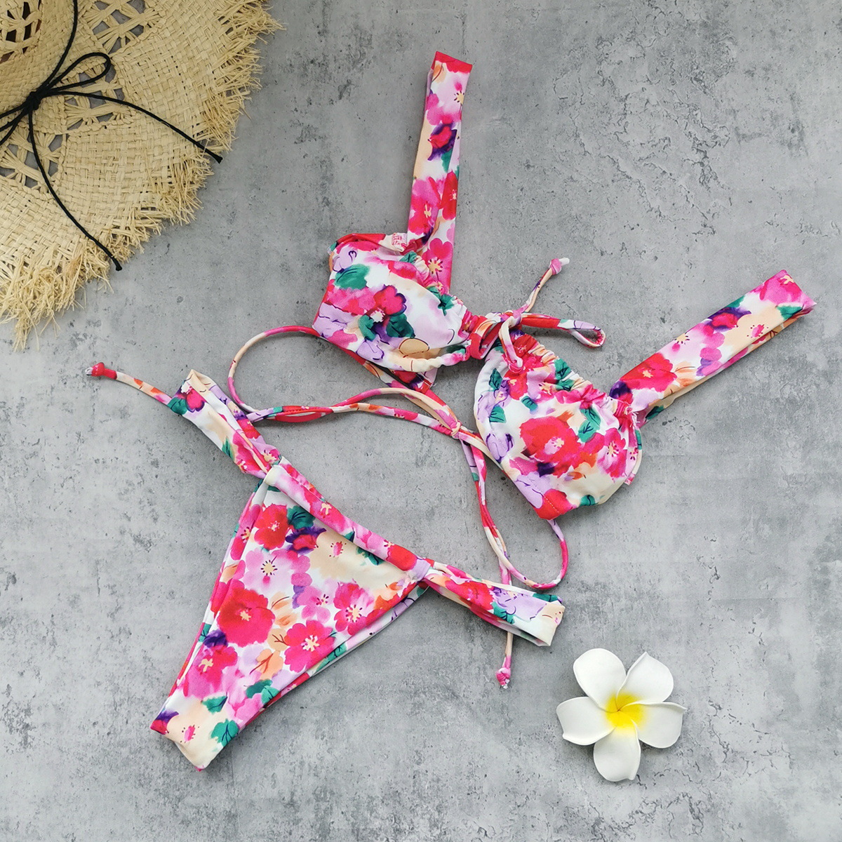 Wide Strap Front Tie Bikini Set view 4