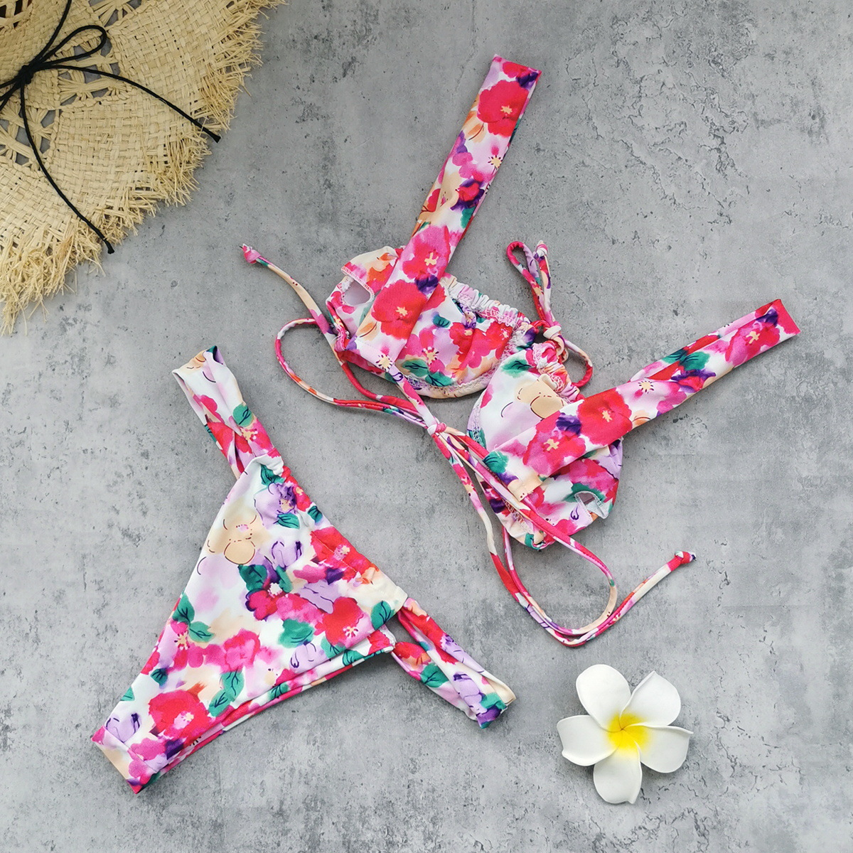 Wide Strap Front Tie Bikini Set view 7
