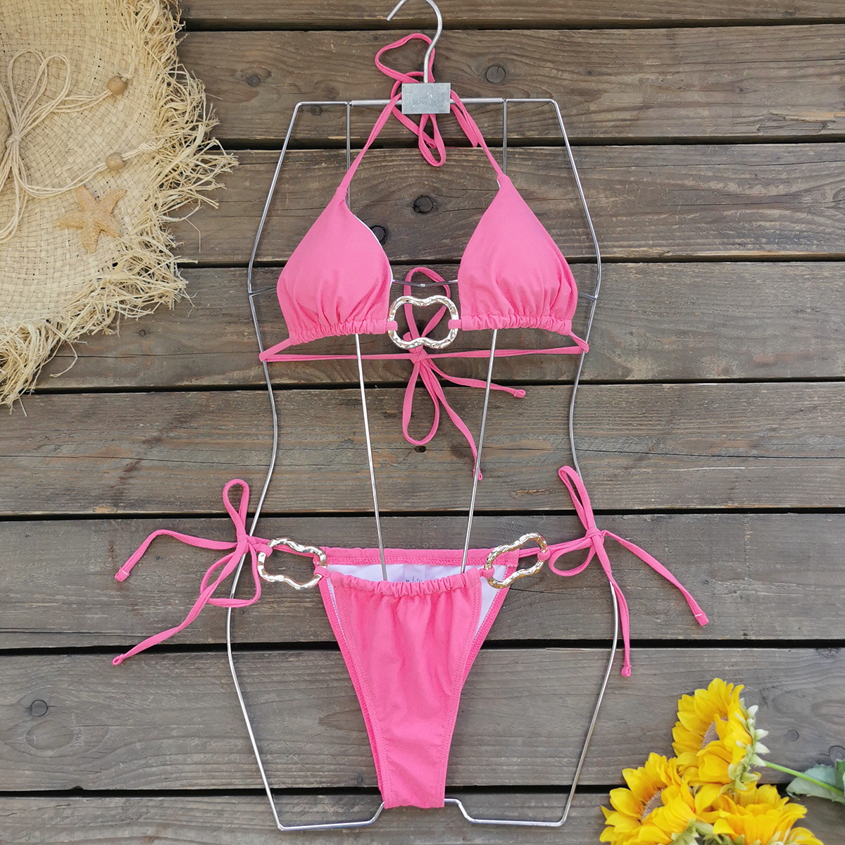 Two-Piece Halter Bikini with Ring Accents view 9