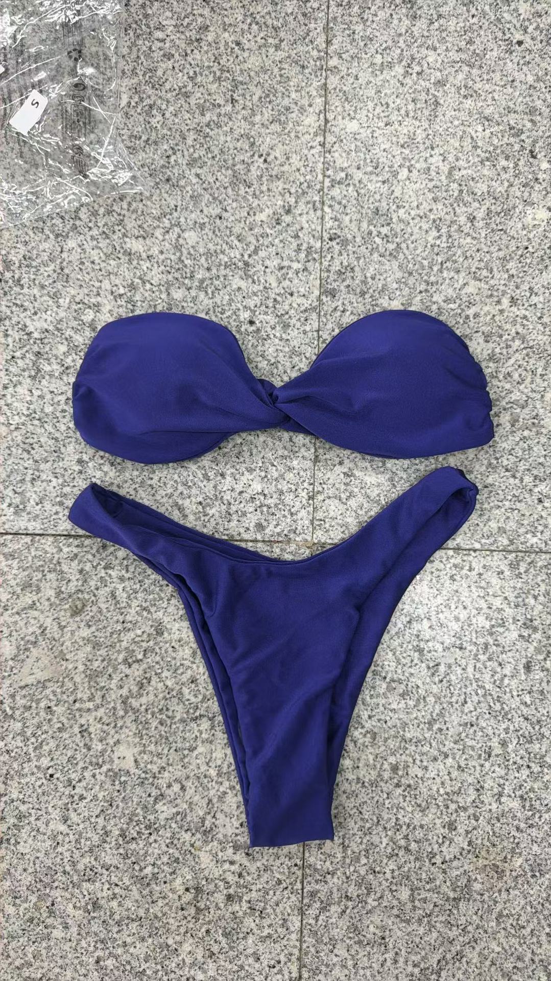 Women's Twist Front Bandeau Bikini Set with High Cut Bottoms view 9
