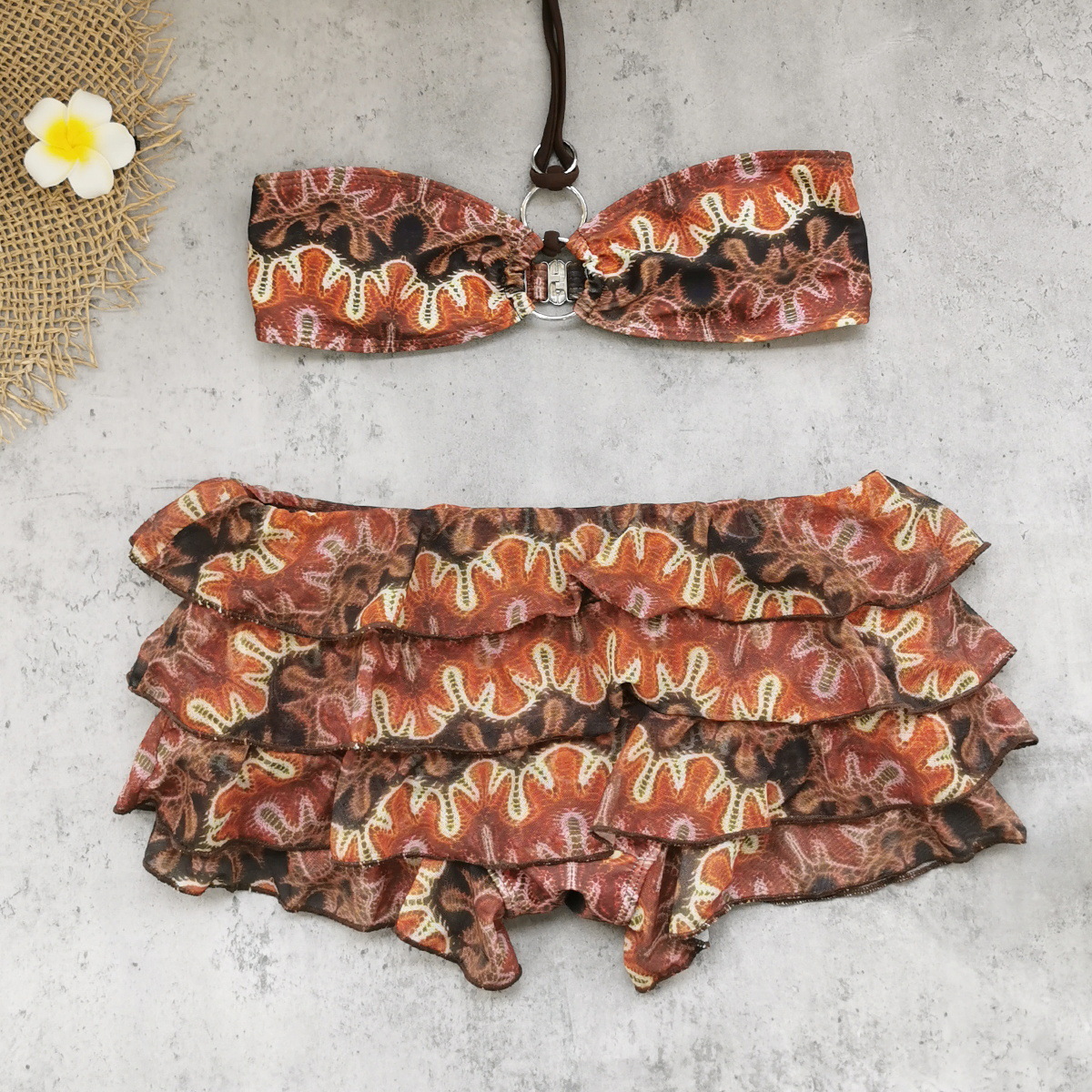 Halter Bandeau Bikini with Ruffled Skirt Set view 10